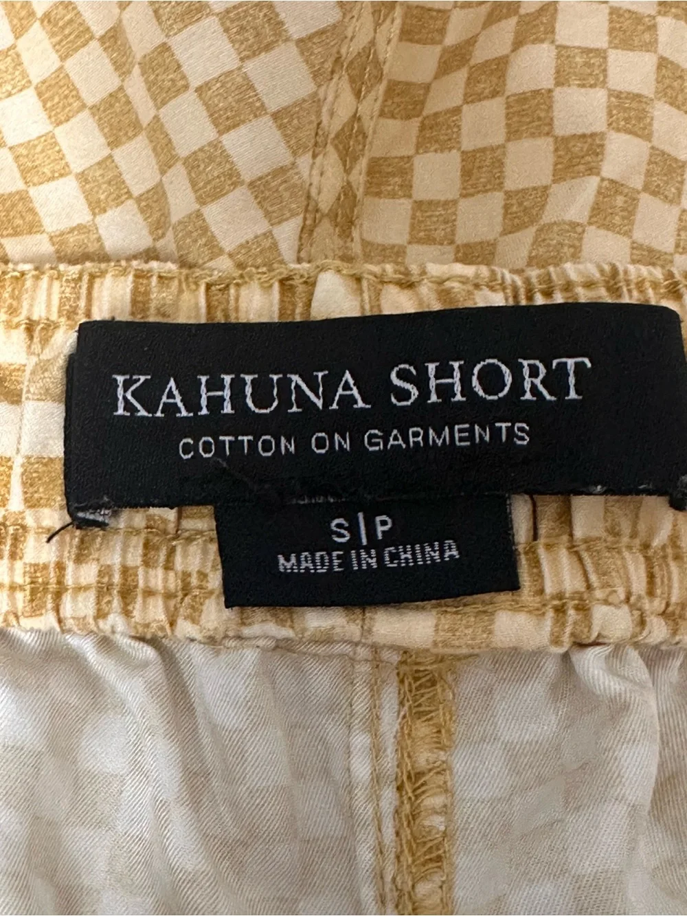 Cotton On Kahuna Shorts Yellow Checkered Swim Trunks Size S